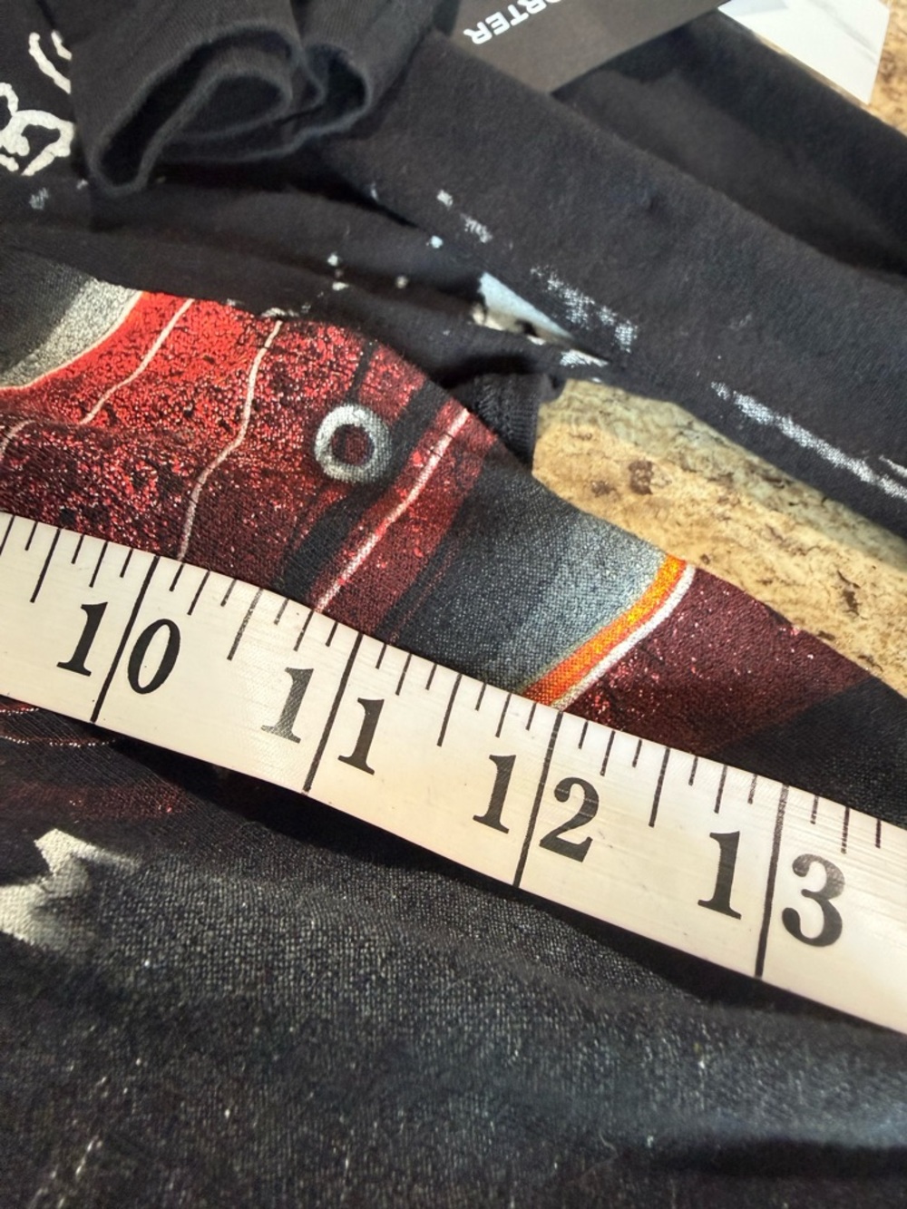Black Graphic Short Sleeve Crop Tee with Red Crest Detail - Picture 10 of 13